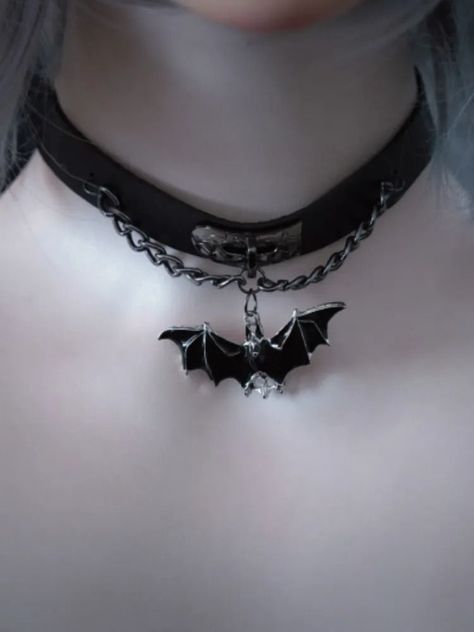 Bat Pendant Black PU Choker #Statement #Tidiness #of #Exploring #Allure #the #Fashion #World #A #Choker #of #Timeless #Organizers #Necklaces Gothic Accessories Necklaces, Goth Accessories Jewellery, Chokers Aesthetic, Accesorios Dark, Vampire Accessories, Goth Collar, Kalung Choker, Emo Accessories, Bat Pendant