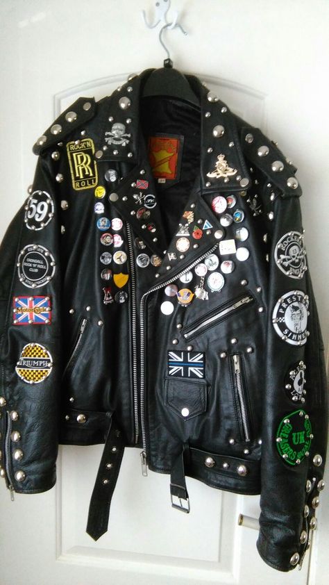 Rock Jacket, Punk Rock Jacket, Punk Rock Leather Jacket, 80s Punk Jacket, Punk Style 70s, Punk Jacket, Punk Rock Denim Jacket, Metalhead Battle Jacket, Punk Leather Jacket