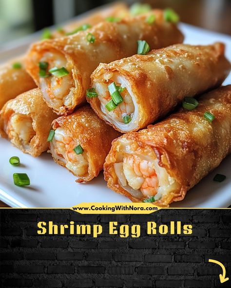 Shrimp Egg Rolls Recipe Ingredients: 1 pound cooked shrimp, chopped 1/2 cup shredded cabbage 1/4 cup shredded carrots 1/4 cup bean sprouts 1 green onion, thinly sliced 1 clove garlic, minced 1 tablespoon soy sauce 1 teaspoon oyster sauce 1/2 teaspoon sesame oil 1/4 teaspoon red pepper flakes (optional) 1 package egg roll wrappers Vegetable oil for frying Instructions: Prepare the filling: In a large bowl, combine shrimp, cabbage, carrots, bean sprouts, green onion, garlic, soy sauce, oyster s... Shrimp Egg Rolls Recipe, Shrimp Cabbage, Shrimp Eggs, Shrimp Egg Rolls, Egg Rolls Recipe, Shrimp And Eggs, Cooked Shrimp, Shredded Cabbage, Shredded Carrots