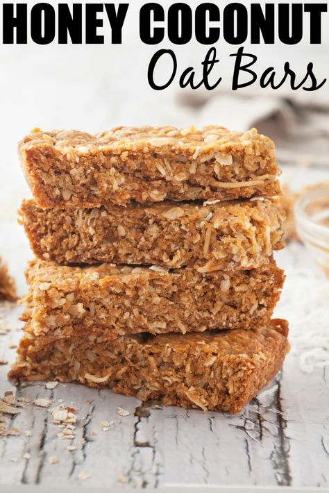 Oat And Coconut Bars, Oat Honey Bars, Coconut Breakfast Bars, Oatmeal Honey Bars, Honey Oat Bars Healthy, Diy Bobos Oat Bars, Baked Oat Bars Healthy, Healthy Oat Bar Recipes, Oat Bars Healthy No Bake