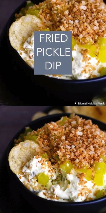 My Fried Pickle Dip gives you tart dill pickles, creamy sour cream to mellow them out, and toasted buttery panko breadcrumbs to mimic the crispy fried coating! #FriedPickles #PickleDip #FriedPickleDip #PickleRecipes #withcreamcheese #panko #easy #recipe #appetizerrecipes Fried Pickle Dip, Pickle Dip Recipe, Fried Dill Pickles, Toast Aperitif, Pickle Dip, Dill Pickles, Fried Pickles, Whipped Cream Cheese, Yummy Dips