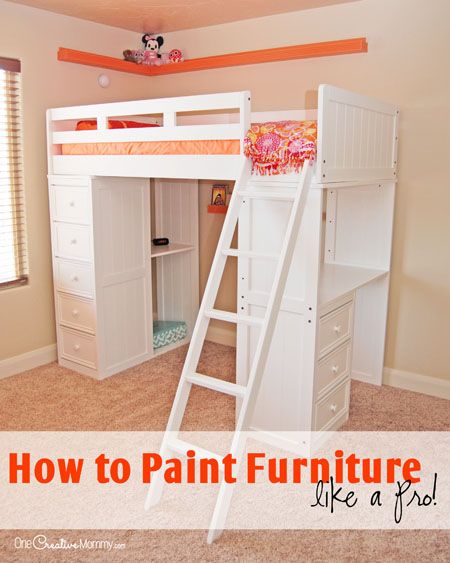 Ready to paint furniture? Check out these tips first and learn how to paint furniture like a pro. These tips are perfect for turning dark furniture white. Bunk Bed Makeover, Bunk Bed Fort, Painted Bunk Beds, Bed Fort, Girls Bunk Beds, How To Paint Furniture, Furniture Painting Tips, Cool Bunk Beds, Shared Bedroom