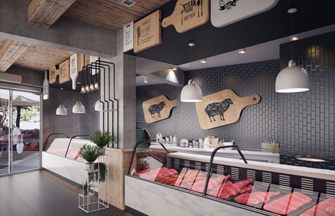 Meat Shop Design Interiors, Butchery Design Interiors, Butcher Store, Butcher Restaurant, Mexican Restaurant Design, Chicken Store, Meat Store, Meat Restaurant, Cooking The Perfect Steak