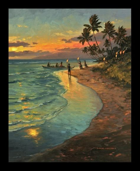 Hawaiian Painting, Maui Lahaina, Hawaii Painting, Lahaina Hawaii, Large Landscape Painting, Fall Canvas Painting, Oil Painting Background, Nostalgia Art, Hawaii Art