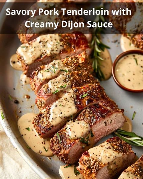 Dijon Cream Sauce, Crockpot Pork Tenderloin, Pork Tenderloins, Nigella Lawson, Stuffed Pork Tenderloin, Pork Tenderloin, Cream Sauce, Dijon, Pork Recipes