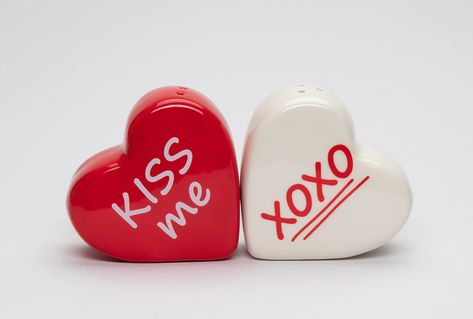 PRICES MAY VARY. Exquisitely detailed. Makes for a great gift or an excellent complement to your décor Great Ceramic Craftsmanship Colorful and Unique Hand Painted & Food Safe Elegantly & Detail Sculpture Design Fine Ceramic Valentine Kiss Me Love Red Heart Salt & Pepper Shakers Set, 2-1/2" H Valentine's Design, Kiss Me Love, Salt And Pepper Grinders, Ceramic Heart, Home Basics, Valentines Design, Fine Ceramic, Salt And Pepper Set, Gifts For Your Mom