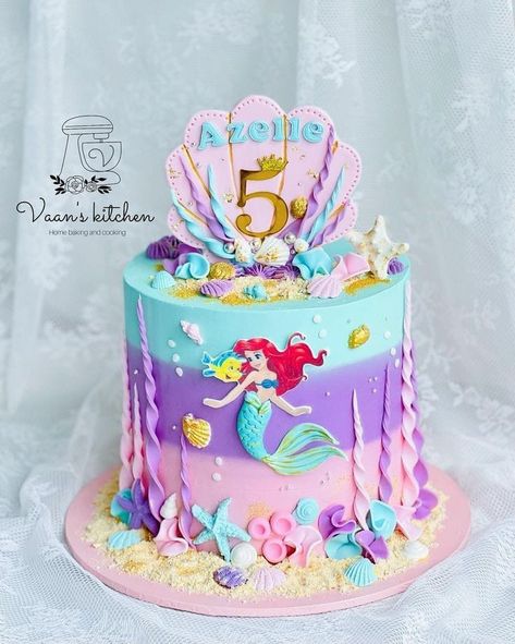 Little Mermaid Cakes For Girls Birthday, Mermaid Cakes For Girls Birthday, Ariel The Little Mermaid Cake, Mermaid Cake Design, Ballet Birthday Cakes, Sofia The First Birthday Cake, Little Mermaid Birthday Cake, Art Birthday Cake, Ariel Cake