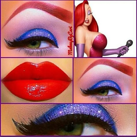 Jessica Rabbit Makeup, Jessica Rabbit Halloween, Rabbit Makeup, Jessica Rabbit Costume, Rabbit Halloween, Fantasy Make-up, Party Make-up, Drag Make-up, Rabbit Costume