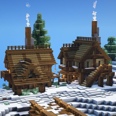 snow, winter, house, minecraft, minecraft house, village Mincraft Idea House Winter, Snow Village House Minecraft, Minecraft Scandinavian Village, Minecraft Snow Village Builds, Small Winter House Minecraft, Minecraft Snow Village Ideas, Minecraft Building Ideas Winter, Snow Village Minecraft, Minecraft Snowy Village