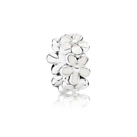 PANDORA | Darling Daisies, White Enamel Pandora Spacers, Pandora Daisy, Rings Pandora, Pandora White, Daisy Jewelry, Charms Pandora, Bracelet Pandora, Pandora Rings, Pandora Bracelet Charms