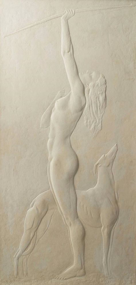 'Diana the Huntress & Greyhound' Albert Leclerc Ivy House, Plaster Wall Art, Relief Sculpture, Plaster Art, Mystical Art, Mural Wall Art, Figurative Sculpture, Mural Art, 그림 그리기