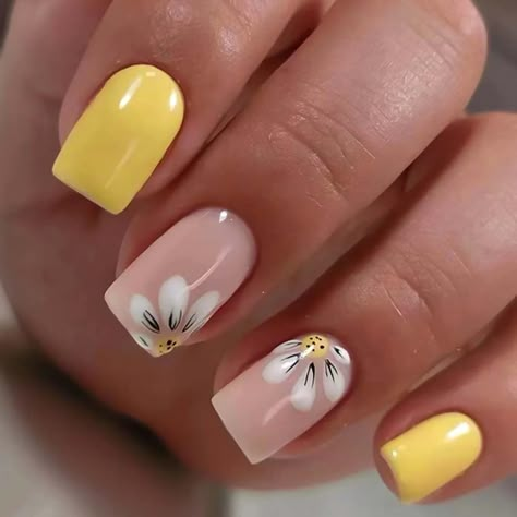 PRICES MAY VARY. 【Service Guarantee】If you have any questions about this medium press on nails with flowers design, please feel free to contact us by Email. In case of transportation damage or quality problems, REPLACEMENT guarantee is provided. 【Eco-Friendly】Our yellow fake nails are made of environmentally friendly ABS resin material, which is non-toxic, tasteless and environmentally friendly. 【Package Contents】24 PCS Press on Nails & A Nail File & Jelly Glue Stickers.(Durability of jelly glue Artificial Art, Press On Nails Black, Colored Nail Tips, Ballet Nails, Summer Manicure, Nail Type, Nail Tip, Nails Black, Stick On Nails