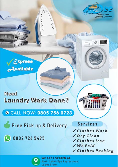 Ironing Business Ideas, Laundry Service Business Ideas, Laundry Flyer Design, Print Shop Ideas, Laundry Marketing, Stain Removal Chart, Laundry Service Business, Laundry Poster, Laundromat Business