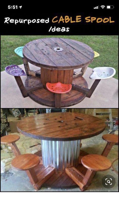 Diy Cable Spool Table, Wood Spool Tables, Wire Spool Tables, Cable Spool Tables, Wooden Spool Tables, Wooden Cable Spools, Wooden Spool Projects, Spool Furniture, Wooden Playground