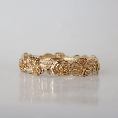 BANDS FOR HER – Tippy Taste Jewelry Gold Rose Accessories, Vintage Floral Wedding Ring, Detailed Gold Wedding Band, Vintage Floral Engagement Ring, Flower Wedding Rings, Rose Wedding Ring, Rose Wedding Band, Wedding Ring Flower, Gold Rose Ring