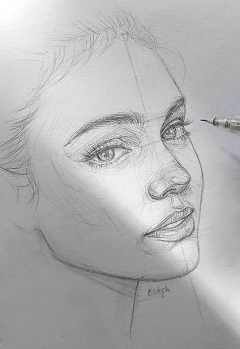 Portrait Sketches Realistic, Easy Face Sketch, Portrait Sketches Simple, Realistic Drawings Of People, Easy Pencil Drawings, 얼굴 드로잉, 얼굴 그리기, 강아지 그림, Portraiture Drawing