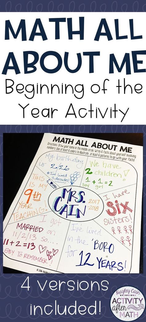 Math All About Me. Get to know your middle school students while incorporating math into their fun facts! Math All About Me, First Day Activities, Middle School Math Classroom, Fifth Grade Math, First Day Of School Activities, Math Intervention, Secondary Math, Math About Me, 8th Grade Math