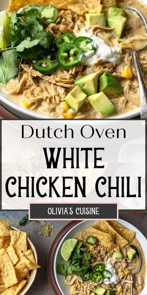 Give Me Some Oven Recipes, Slow Cooker Dutch Oven Recipes, Crockpot Dutch Oven Recipes, White Stew Recipes, Dinner In A Dutch Oven, Dutch Oven Paleo Recipes, White Chicken Chilli In Dutch Oven, Healthy Country Recipes, Chunky Chicken Chili