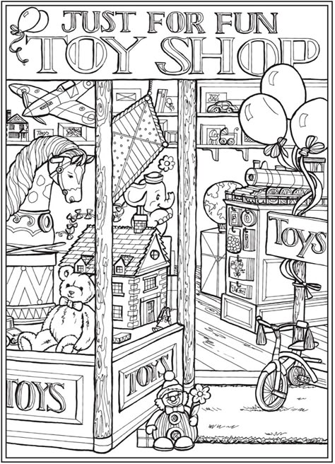 Main Street Coloring Book, Dover Publications Coloring Pages, Creative Haven Coloring Pages, Vintage Coloring Pages, Modele Zentangle, Dover Coloring Pages, Dover Publications Coloring, Creative Haven Coloring Books, Adult Coloring Designs