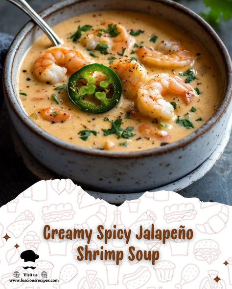 Indulge in the perfect blend of spice and comfort with this creamy spicy jalapeño shrimp soup recipe. Easy, flavorful, and ready in just 35 minutes! White Fish Soup Seafood Stew, Crockpot Shrimp Soup Recipes, Shrimp And Potato Soup, Jalapeño Popper Tomato Soup, Spicy Fish Soup, Creamy Spicy Jalapeño Shrimp Soup, Shrimp Jalapeno Recipes, Spicy Broth Soup, Shrimp Soup Mexican