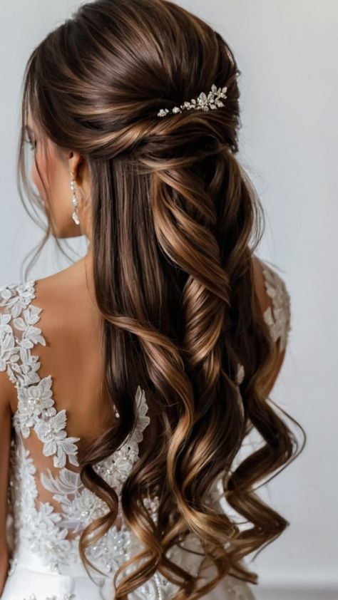 Discover stunning bridal hairstyles for long hair with this collection of elegant easy and Indian-inspired updo down and half up hairstyles From elegant updos to classic veils and crowns explore Pakistani black and Boho braid style ideas for that perfect wedding look Bridal Hairstyles Half Up Half Down, Braid Style Ideas, Bridal Hairstyles For Long Hair, Easy Straight Hairstyles, Half Up Half Down Short Hair, Bride Hairstyles For Long Hair, Boho Braid, Wedding Hair Side, Sophisticated Hairstyles