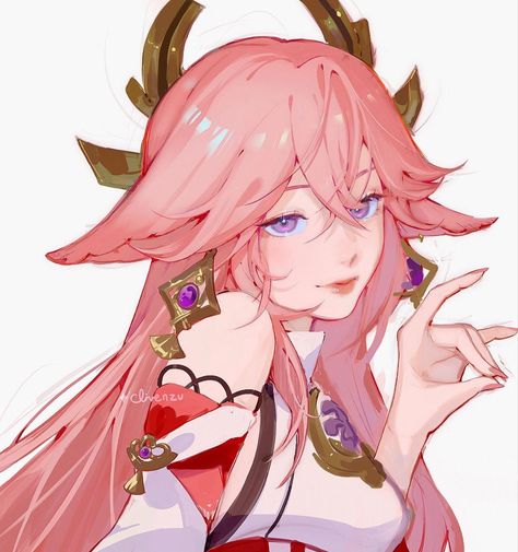 yae miko icon <3 Yoruichi Shihouin, Yae Miko, Poster Drawing, Art Icon, Cute Characters, Pink Hair, Beautiful Artwork, Anime Character, Anime Icons