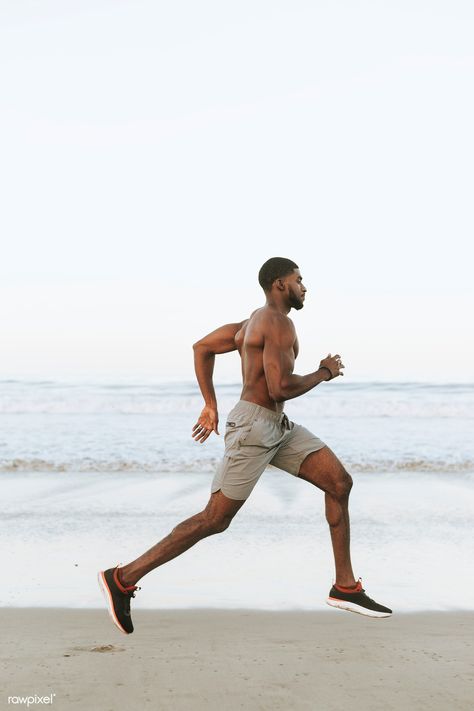 Man Running Reference, Man Running Photography, Man Working Out, Beach Fitness Photoshoot, Running At The Beach, Male Exercise, Mens Fitness Photoshoot, Run Photography, Guy Running