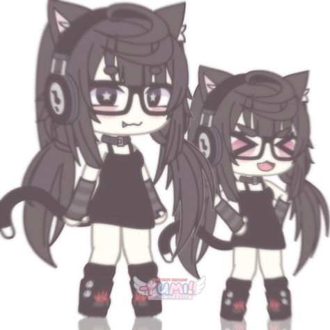 Kawaii Gacha Life Oc Ideas, Gacha Cat Oc, Free Gacha Life Oc Idea, Gacha Fits, Gacha Base Poses Cute, Free Ocs, Cats Art Drawing, Free Oc, Black Couple Art