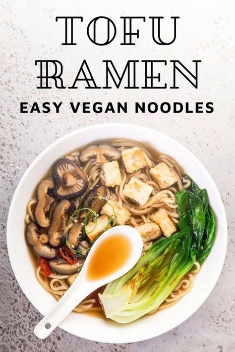 The best homemade vegan tofu ramen. Crispy extra-firm tofu cooked with ramen noodles cooked in a delicious miso broth in under 30 minutes. This easy Asian noodle soup is perfect for quick dinners and meat-free meals. Ramen From Scratch, Easy Vegan Ramen, Ramen Easy, Tofu Dinner Recipes, Firm Tofu Recipes, Asian Noodle Soup, Vegan Noodle Soup, Tofu Ramen, Vegan Miso Soup