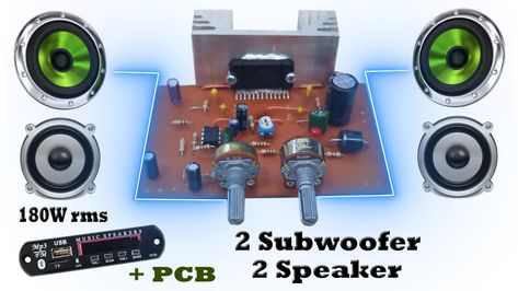 Tda7388 Amplifier Circuit, Subwoofer Amplifier Circuit Diagram, Car Audio Systems Diy, Diy Sound System, Subwoofer Wiring, Diy Audio Projects, Subwoofer Amplifier, Powered Subwoofer, Music Speakers