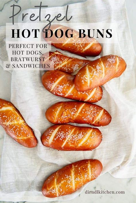 Homemade Pretzel Buns for Hot Dogs (Laugenstangen) Homemade Hotdogs Buns, Homemade Pretzel Buns, Homemade Brat Buns, Pretzel Hot Dog Buns Recipe, Brat Buns, Pretzel Buns Recipe, Pretzel Hot Dog Buns, Pretzel Bun Recipe, Homemade Hot Dog Buns