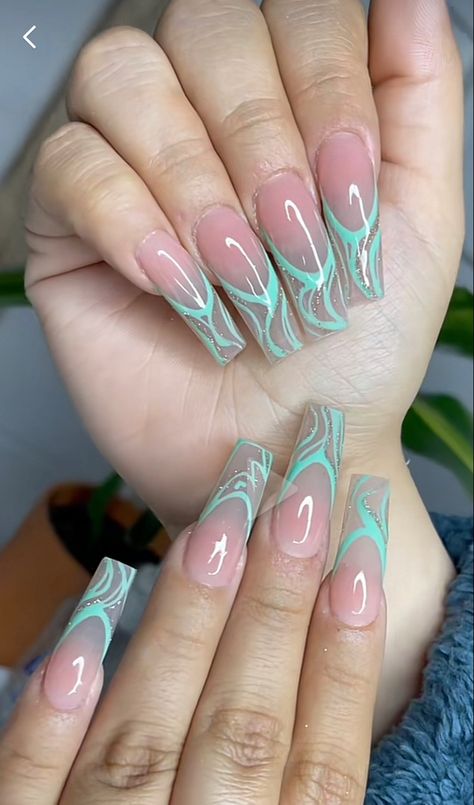 Acrylic Nails Almond Shape, Long Acrylic Nail Designs, Anime Nails, Transparent Nails, Blue Nail Art, Pretty Nail Art Designs, Short Square Acrylic Nails, Pretty Nail Art, Square Acrylic Nails