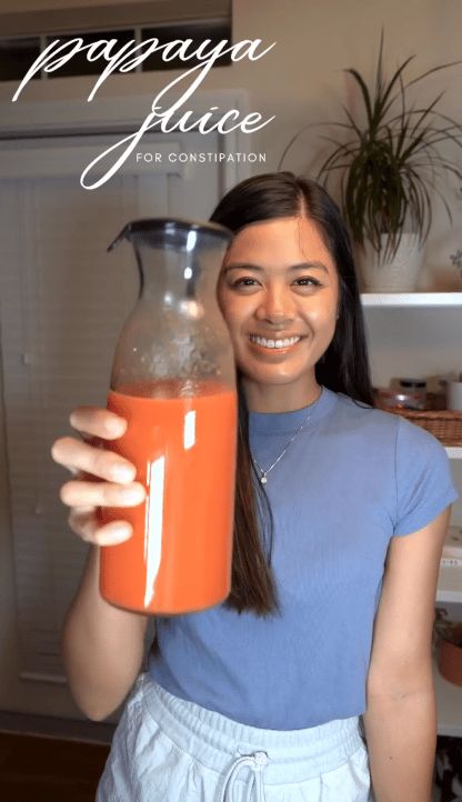 Juice For Constipation Relief, Papaya Juicing Recipes, Juice For Constipation, Papaya Juice Recipe, Nama Juicer, Juicer Pulp Recipes, Constipation Smoothie, Health Shots, Papaya Benefits