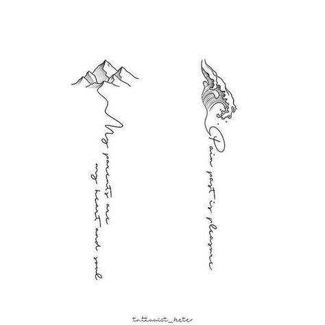 Mountain And Quote Tattoo, Ha Giang Loop Tattoo, Mountain Tattoo Fine Line, One Line Mountain Tattoo, Live Your Life Tattoo, Mountain Line Tattoo, Fine Line Mountain Tattoo, Mine Tattoo, Rain Tattoo