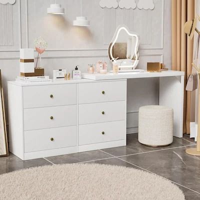 Bathroom Vanities - Bed Bath & Beyond Embellished Furniture, White Makeup Vanity, Girl Dresser, Mirrored Vanity Desk, Color Lighting, Bathroom Inspiration Modern, Bedroom Dressing Table, Make Up Desk Vanity, Lighted Mirror