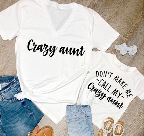 Aunt And Niece Shirts, Aunt Onesie, Nephew Shirts, Crazy Aunt, Aunt T Shirts, Aunt Life, Auntie Shirts, Sibling Shirts, Aunt Shirts