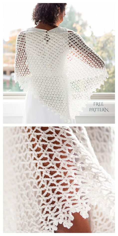 Bridal Shawl Free Crochet Patterns - DIY Magazine Crochet Bridal Shawl, Bridal Shawl Crochet, Bride Crochet, Wedding Crochet Patterns, Crochet Thread Patterns, Wedding Crochet, Crochet Shawl Free, Crochet Lace Shawl, Simply Crochet