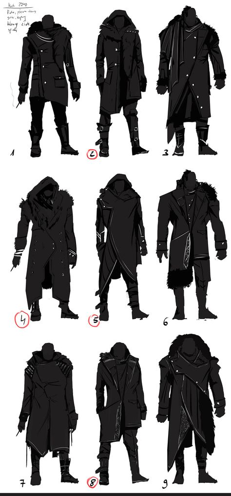 Mateusz Michalski - Futuristic winter coat Coat Concept Art, Winter Outfits Character Design, Winter Coat Drawing Reference, Winter Outfits Fantasy Male, Sci Fi Clothing Design, Winter Coats Men, Assassin Outfit Design, Winter Outfits Drawing, Futuristic Jacket Design