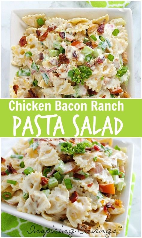 Chicken Bacon Ranch Pasta Salad, Low Carb Veggie, Bacon Ranch Pasta, Bacon Ranch Pasta Salad, Chicken Bacon Ranch Pasta, Ranch Pasta Salad, Ranch Pasta, Best Pasta Salad, Seasoned Chicken