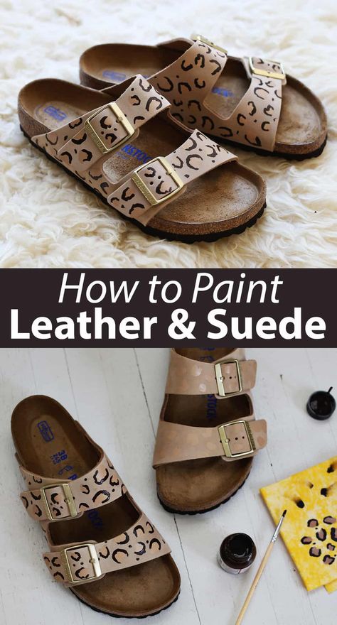 How To Paint Leather Shoes, Paint Leather Shoes, Painting Leather Shoes, How To Paint Leather, Diy Leather Sandals, Paint Leather, Diy Sandals, How To Dye Shoes, Crafts Painting