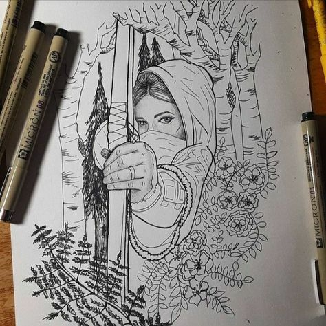 Archer Goddess Tattoo, Warrior Princess Drawing, Warrioress Tattoo, Women Worrier Tattoo, Female Hunter Tattoo, Warrior Princess Tattoo For Women, Sagittarius Woman Tattoo, Female Fighter Tattoo, Archery Tattoo Women