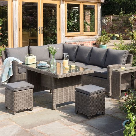 Kettler Palma Corner Right Hand Rattan Outdoor Sofa Set with Glass Tab – Garden Trends Corner Garden Furniture, Dining Corner, Garden Side Table, Corner Garden, Corner Sofa Set, Outdoor Sofa Sets, Garden Living, Top Table, Garden Furniture Sets