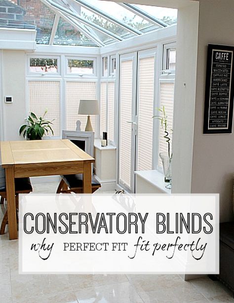 Conservatory blinds and window dressings for awkward windows - perfect fit blinds Conservatory Blinds Ideas, Window Covering Ideas, Conservatory Blinds, Home Organisation Tips, Blinds Ideas, Conservatory Windows, Organisation Tips, Best Blinds, Fabric Roller Blinds