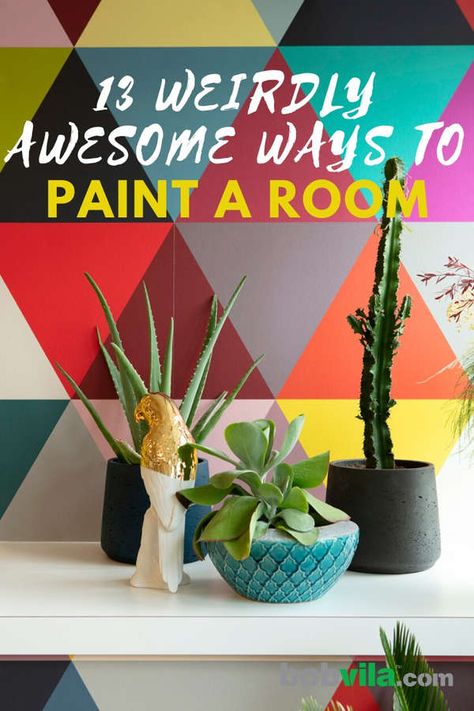 Have Some Fun Geometric Paint Ideas For Walls, Wall Painting Creative Ideas, Cool Painting Ideas For Walls Bedrooms, Cool Hallway Paint Ideas, Paint Wall Pattern Ideas, Painted Bedroom Floor Ideas, Geometric Painting Ideas For Walls, Painted Accent Wall Design Ideas, Multi Color Painted Walls