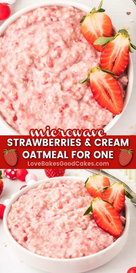 Strawberries And Cream Oatmeal, Microwave Oatmeal, Cooking Oatmeal, Strawberry Oatmeal, Easy Oatmeal, Instant Oatmeal, Lost 100 Pounds, Breakfast Choices, Quick And Easy Breakfast