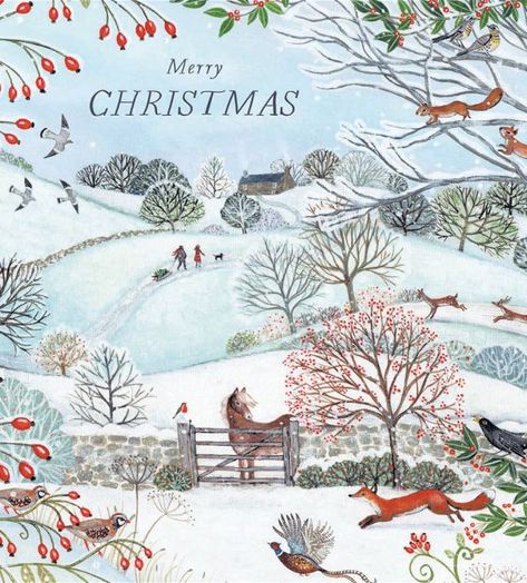 Countryside Christmas Cards - Christmas Cards - Christmas Christmas Wigits, Christmas Gratitude, Cottage Illustration, English Christmas, Jewelry Store Design, New Year Art, Winter Illustration, Cottage Art, Winter Painting