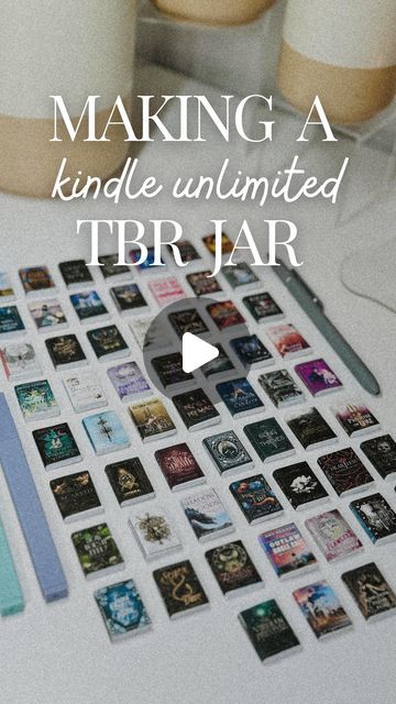 Mads Lewis on Instagram: "What’s your fav KU book?? help me fill up my TBR jar.   -all these KU covers are available on my website if you want to join me 🤗 first link in bio > covers are under the How-To mini books section-  59 mini books later ✨ I finally finished *a* TBR jar.  as bummed as I was that my gumball TBR machine didn’t pan out, this method is going to work out better for me!  Since I read with a mix of Libby, KU, Audible & some physical reads (sometimes all simultaneously😅) it’s nice that I can have separate jars for each category!  For now I have 59 KU books in my kindle unlimited jar! Can’t wait to keep adding more. I’m going to use the little jar for my physical reads, but I’m still not sure how to do a TBR jar for Libby since it’s hard to control what will be on hold or To Be Read Jar, Book Jar Ideas, Mini Book Jar, Tbr Prompt Jar Ideas, Tbr Jar Prompts, Tbr Jar Ideas, How To Make Mini Books, Diy Mini Books, Tbr Ideas