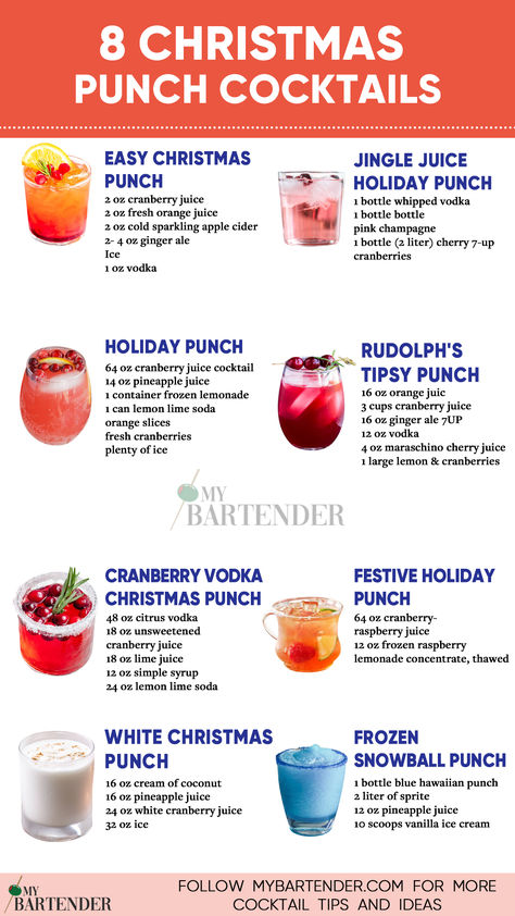 Christmas Punch Cocktails Christmas Drinks Alcohol Simple, Christmas Party Food And Drink Ideas, Christmas Day Drinks Holiday Cocktails, New Year Alcoholic Drinks, Cocktails Recipes Christmas, New Year Drink Ideas, Christmas Morning Punch With Vodka, Christmas Party Food And Drinks, Christmas Mix Drinks