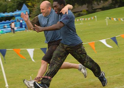 Three-legged race Three Legged Race, Race Illustration, 3 Legged Race, Field Day Games, School Holiday Activities, Competition Games, Family Fun Day, Family Fun Night, Team Building Events