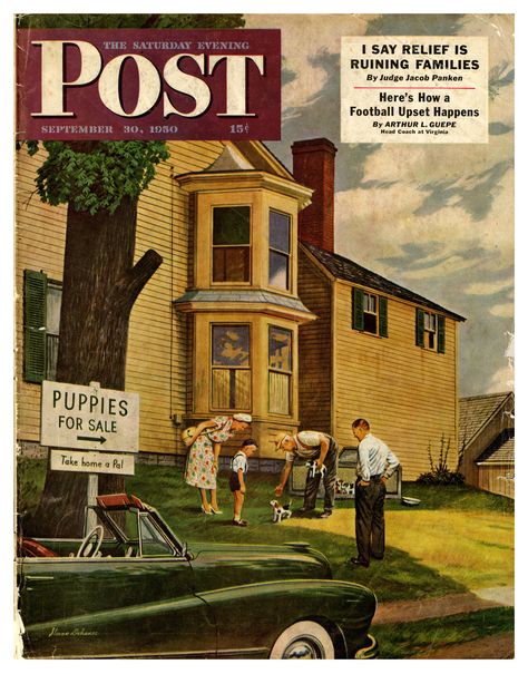 Bring Home A Pal, September 30, 1950, Stevan Dohanos | Flickr - Photo Sharing! Saturday Evening Post Covers, The Saturday Evening Post, Americana Art, Saturday Evening Post, Evening Post, Marmont Hill, Old Magazines, Norman Rockwell, Artist Gallery